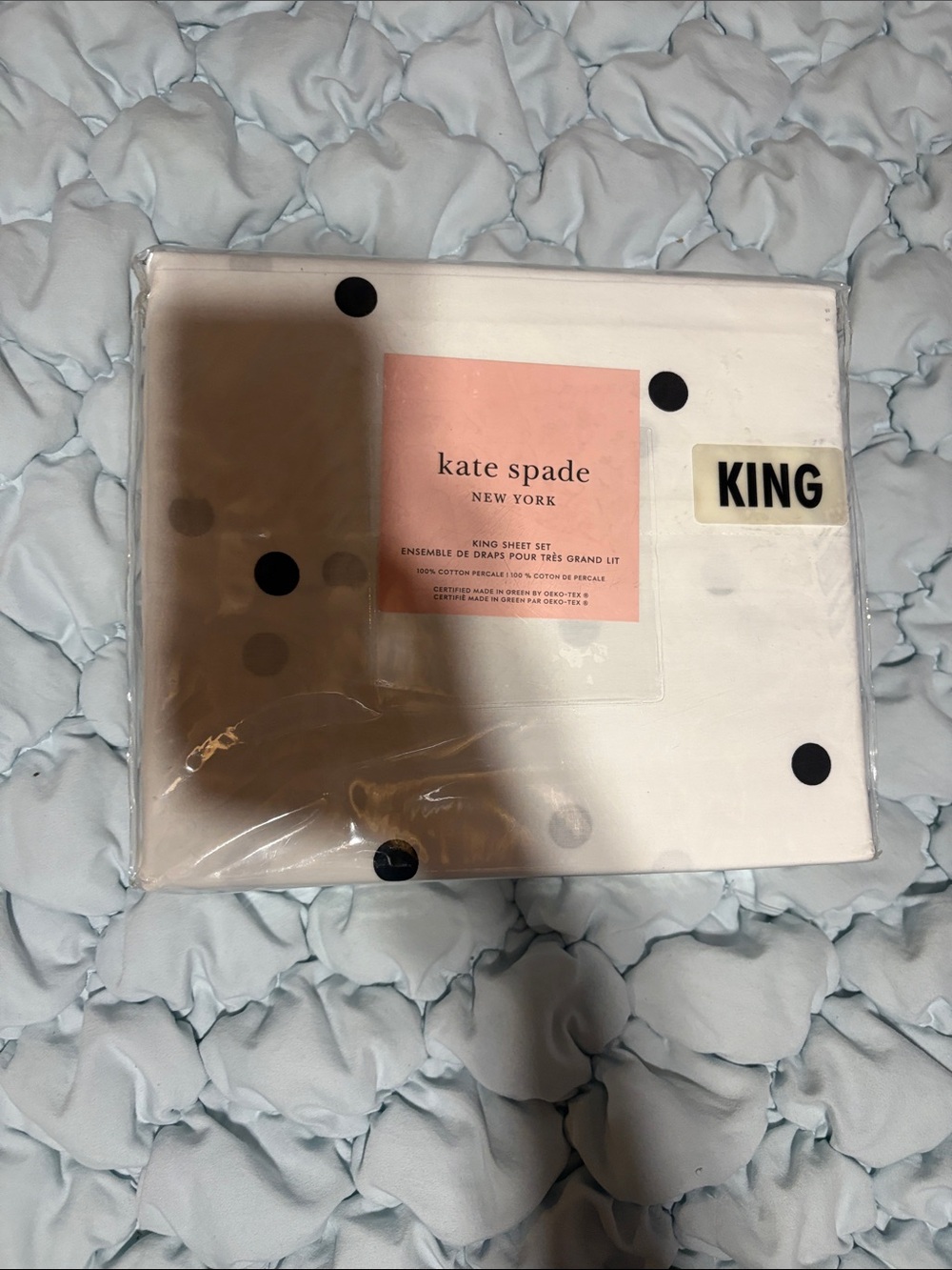 kate spade White with Black Polka Dot King Sheet Set